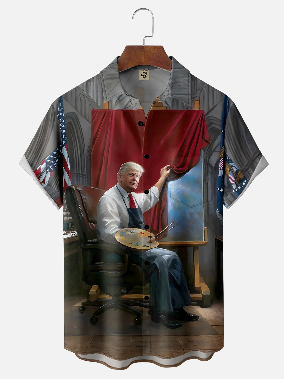 Moisture-wicking President's Day Great President Trump Art Chest Pocket Casual Shirt