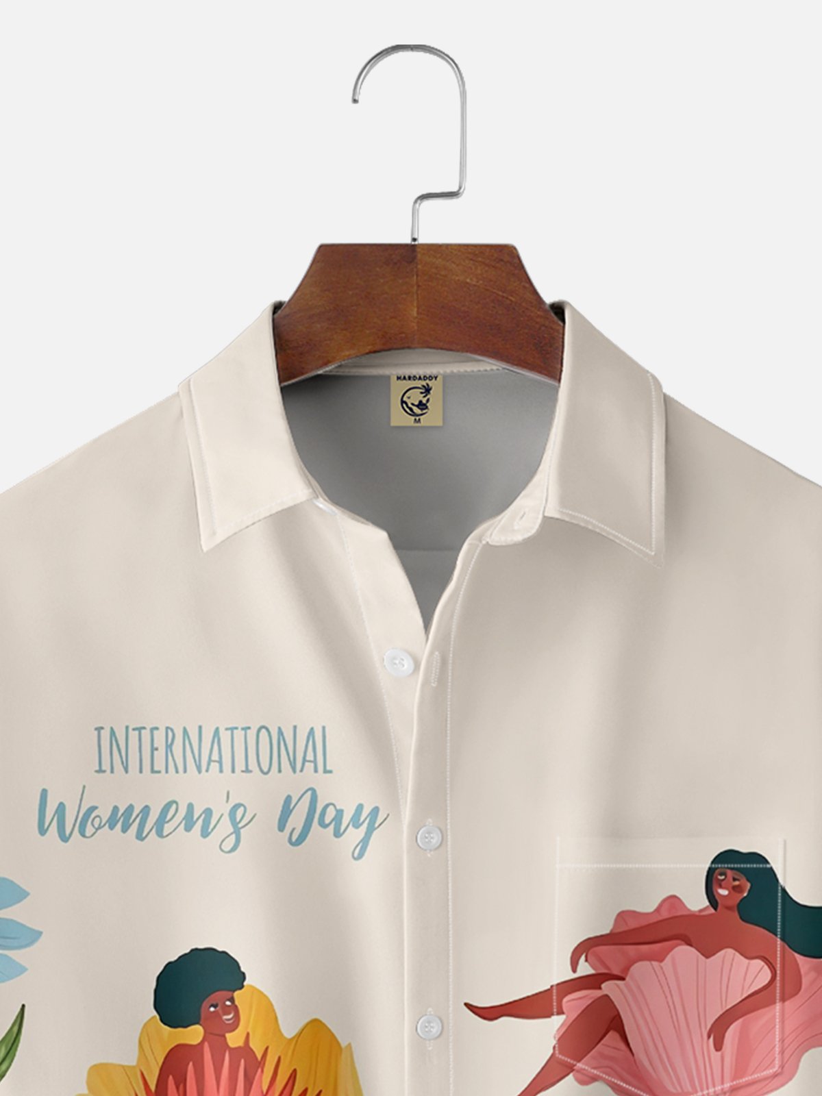 Moisture-wicking Happy International Women's Day Art Chest Pocket Casual Shirt