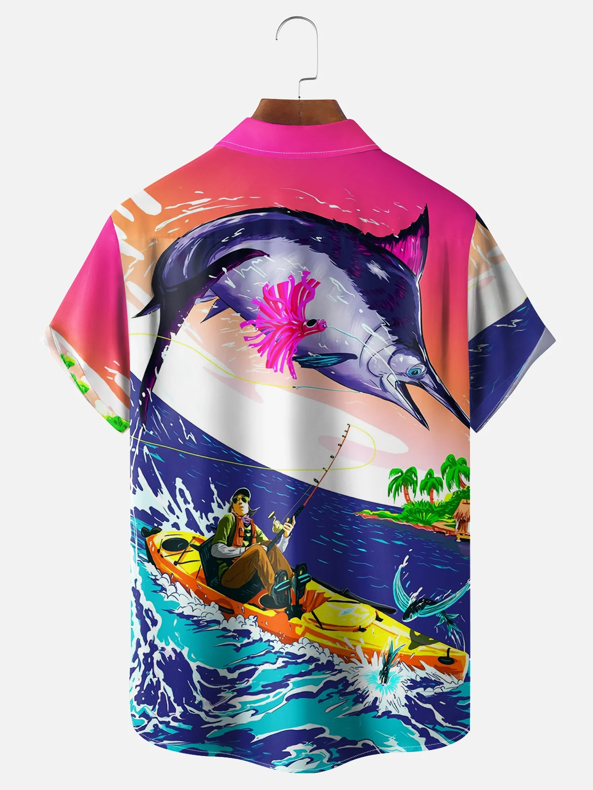 Moisture-wicking Ocean Sports Kayak Fishing Chest Pocket Hawaiian Shirt