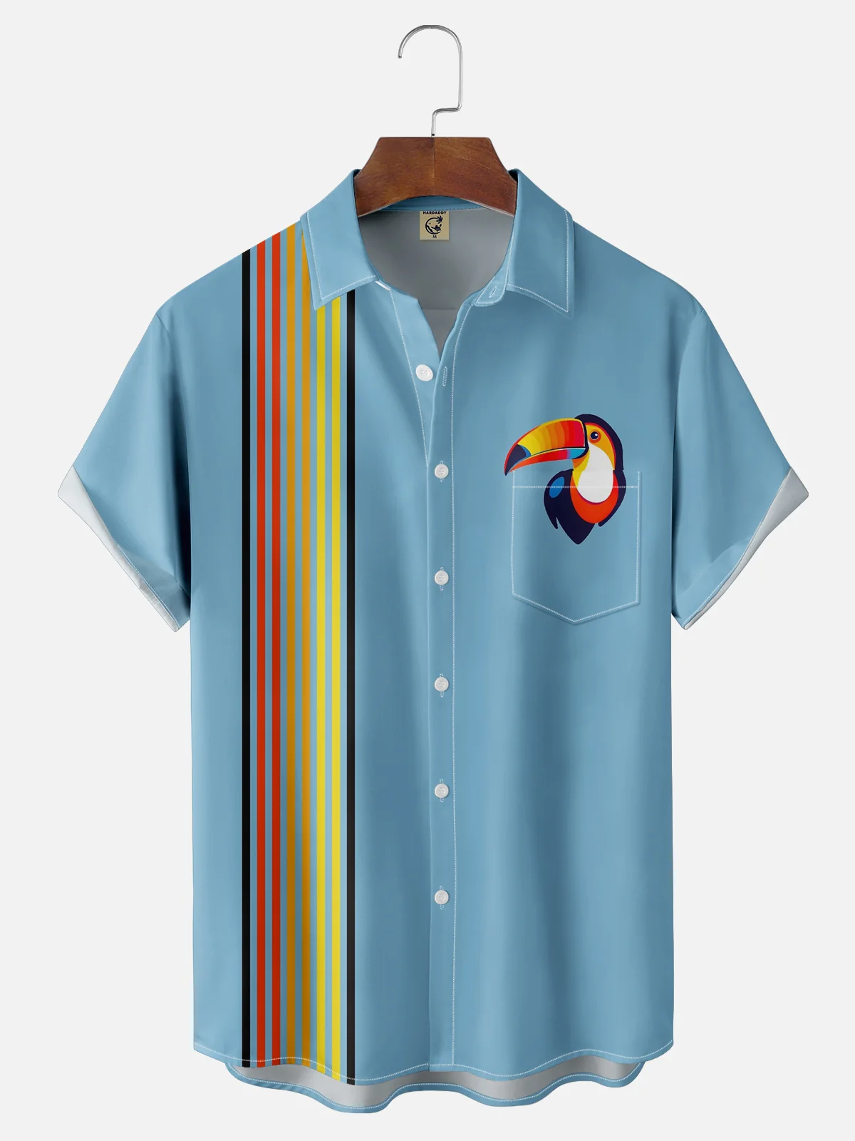 Moisture-wicking Toucan Parrot Chest Pocket Bowling Shirt