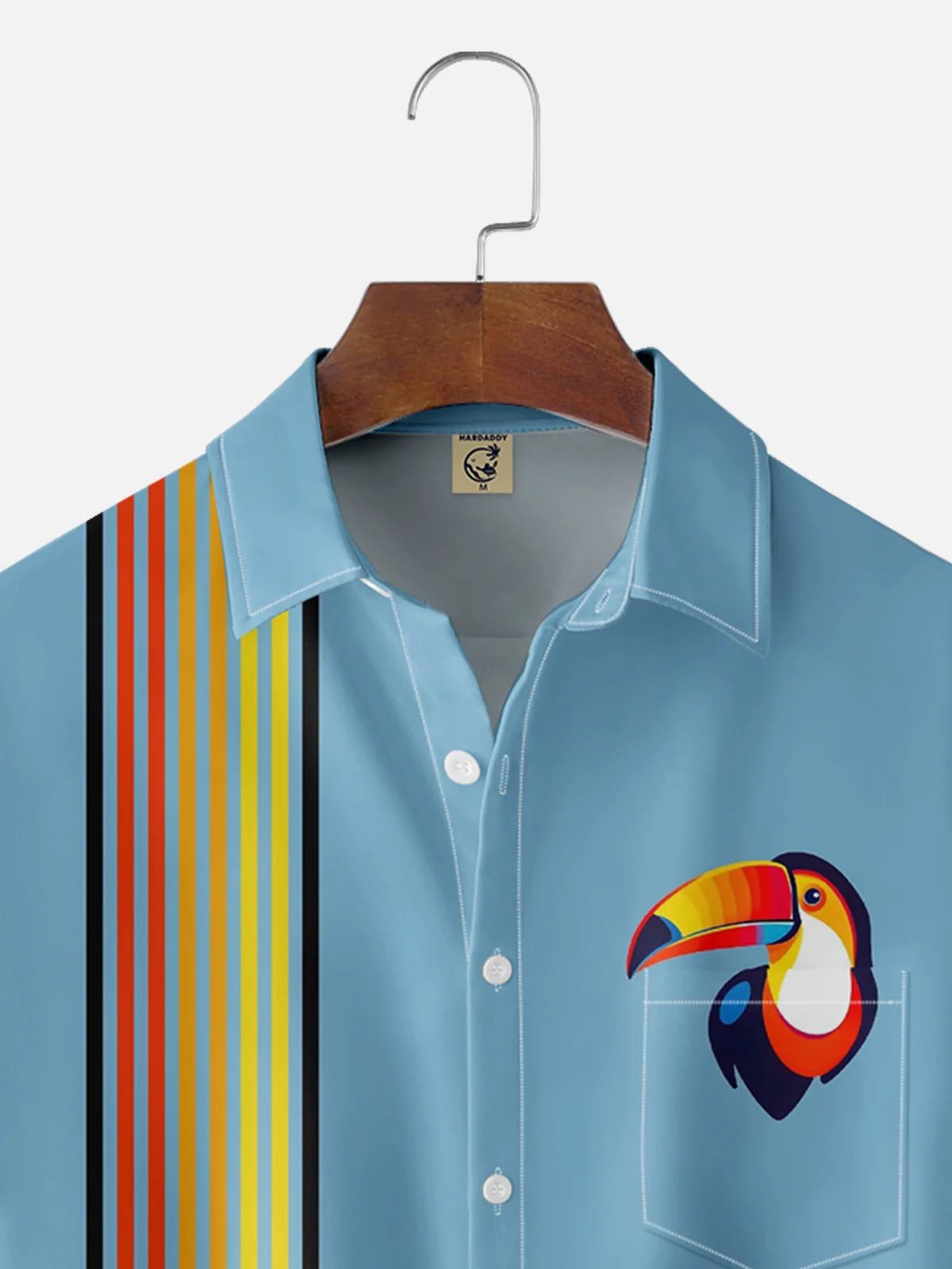 Moisture-wicking Toucan Parrot Chest Pocket Bowling Shirt