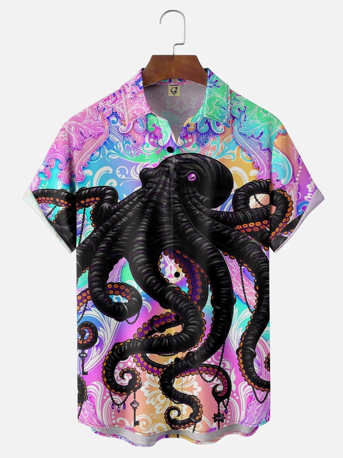 Moisture-wicking Fantasy Octopus Chest Pocket Hawaiian Shirt