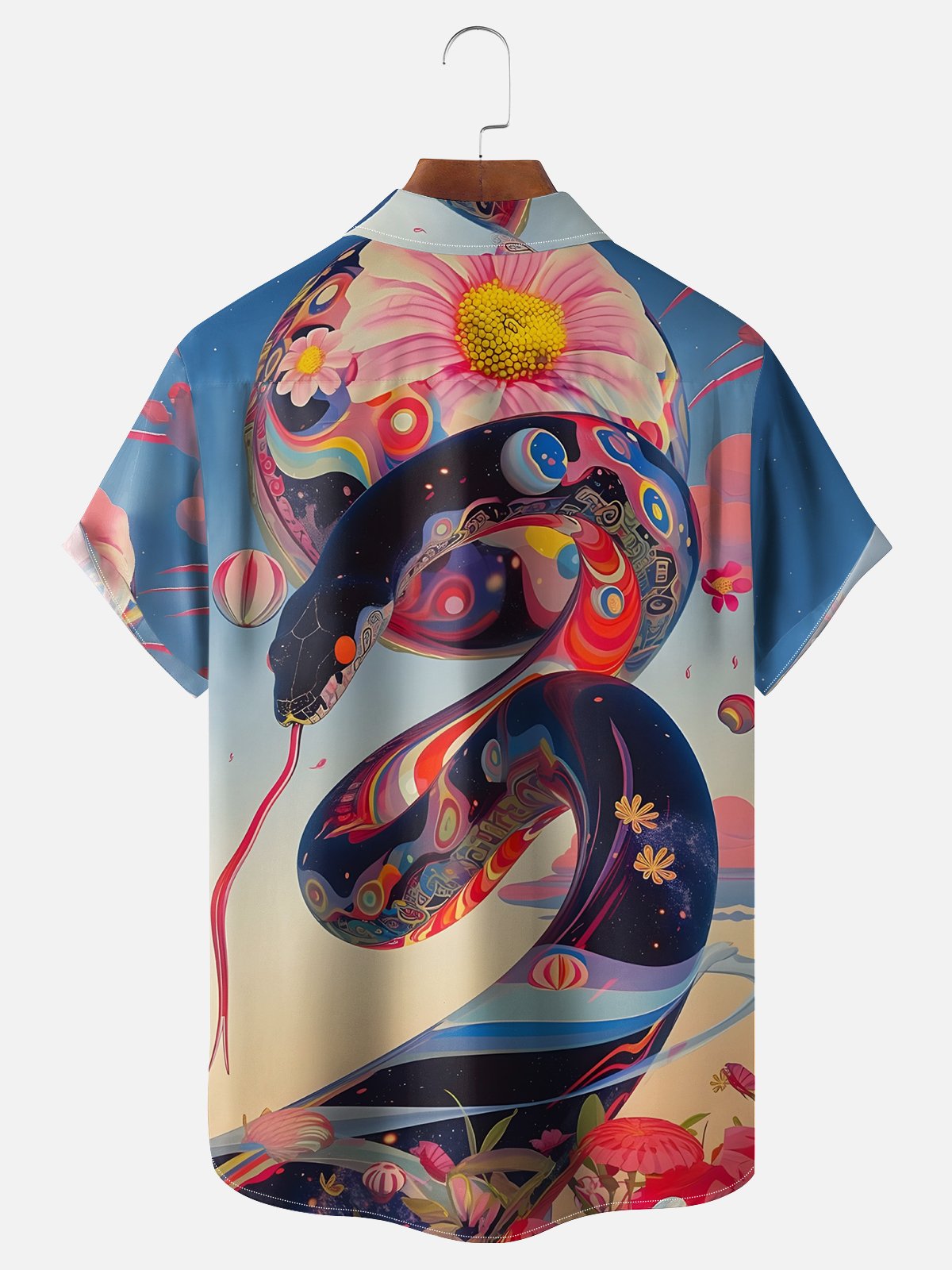 Moisture-wicking Snake Ukiyoe Animal Chest Pocket Casual Shirt