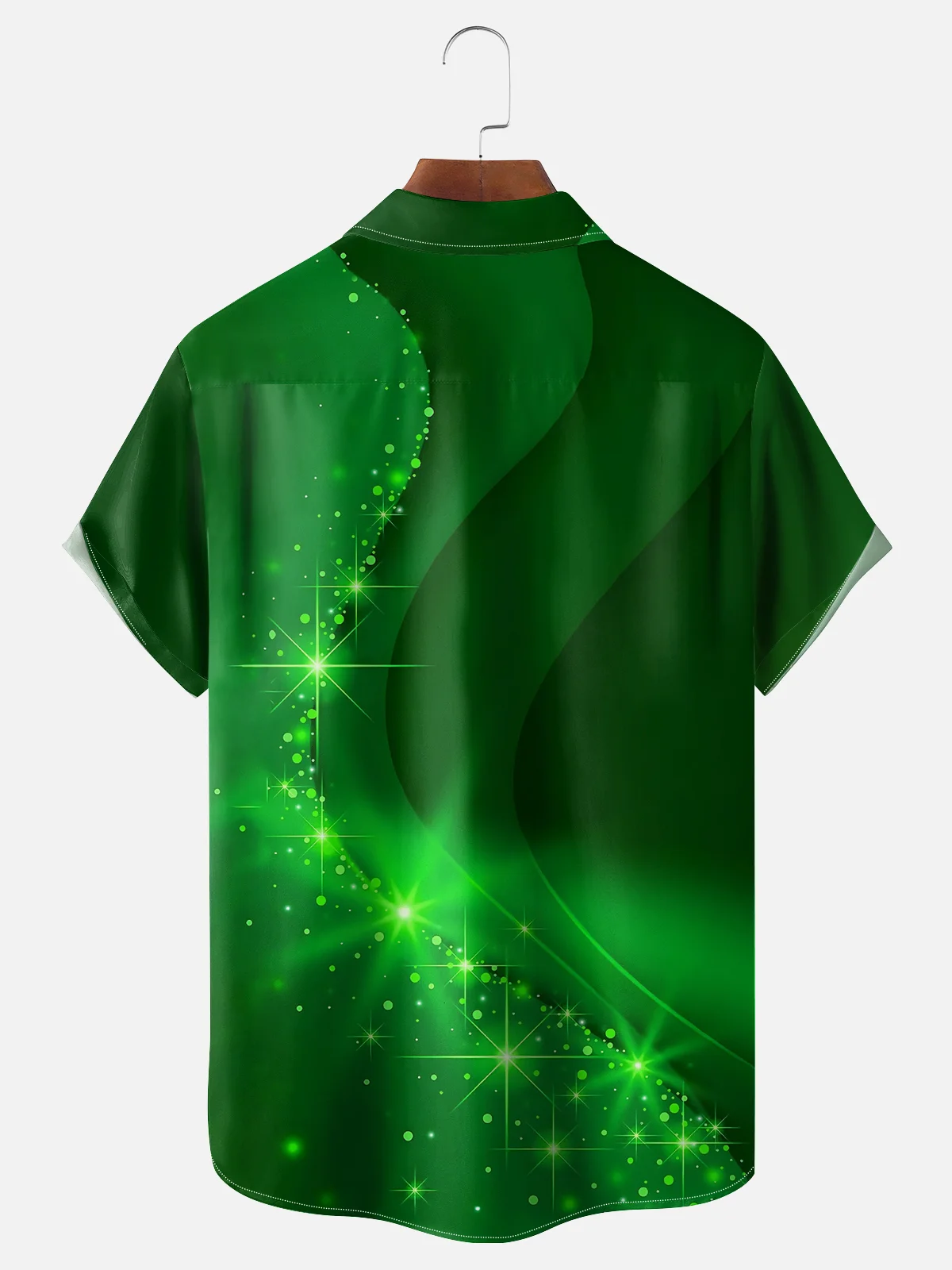 Moisture-wicking St. Patrick's Day Dino Beer Irish Green Chest Pocket Bowling Shirt