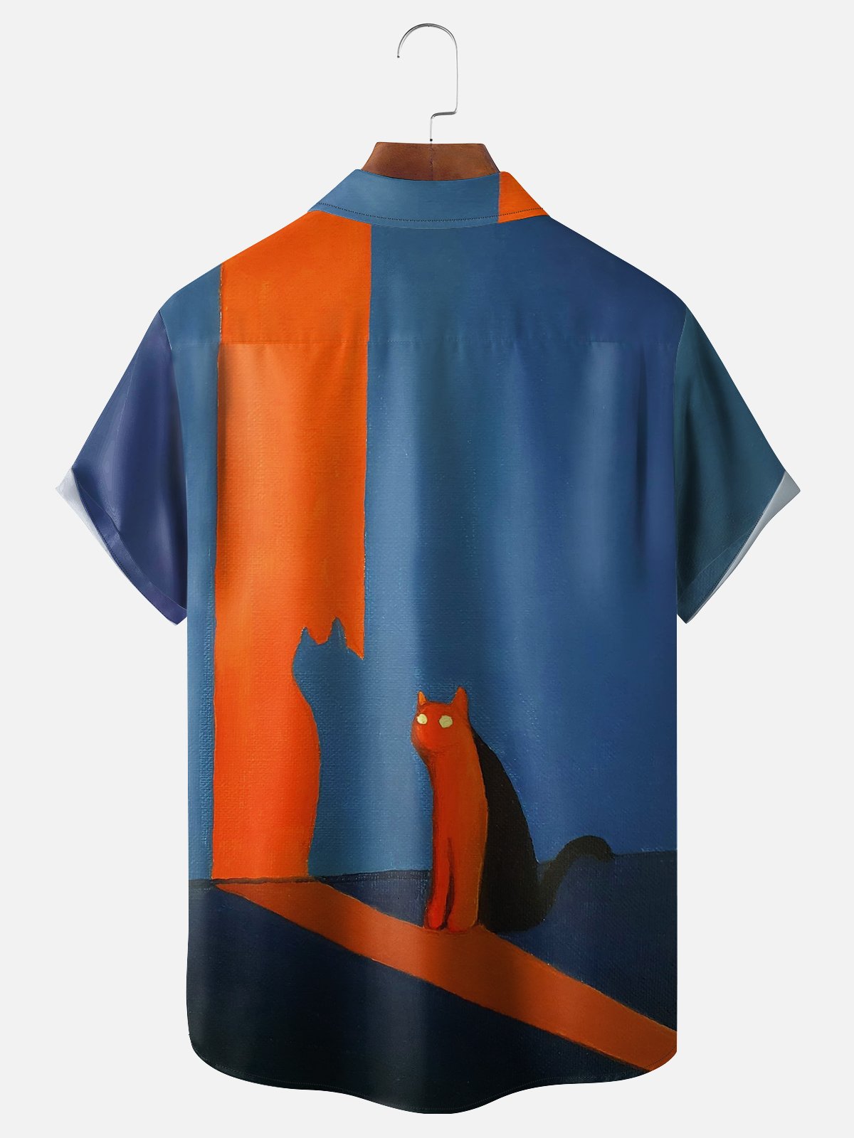 Moisture Wicking Art Cat Chest Pocket Casual Shirts