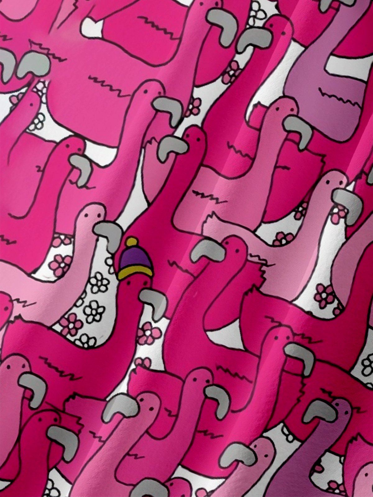 Moisture-wicking Flamingo Abstract Cartoon Chest Pocket Hawaiian Shirt