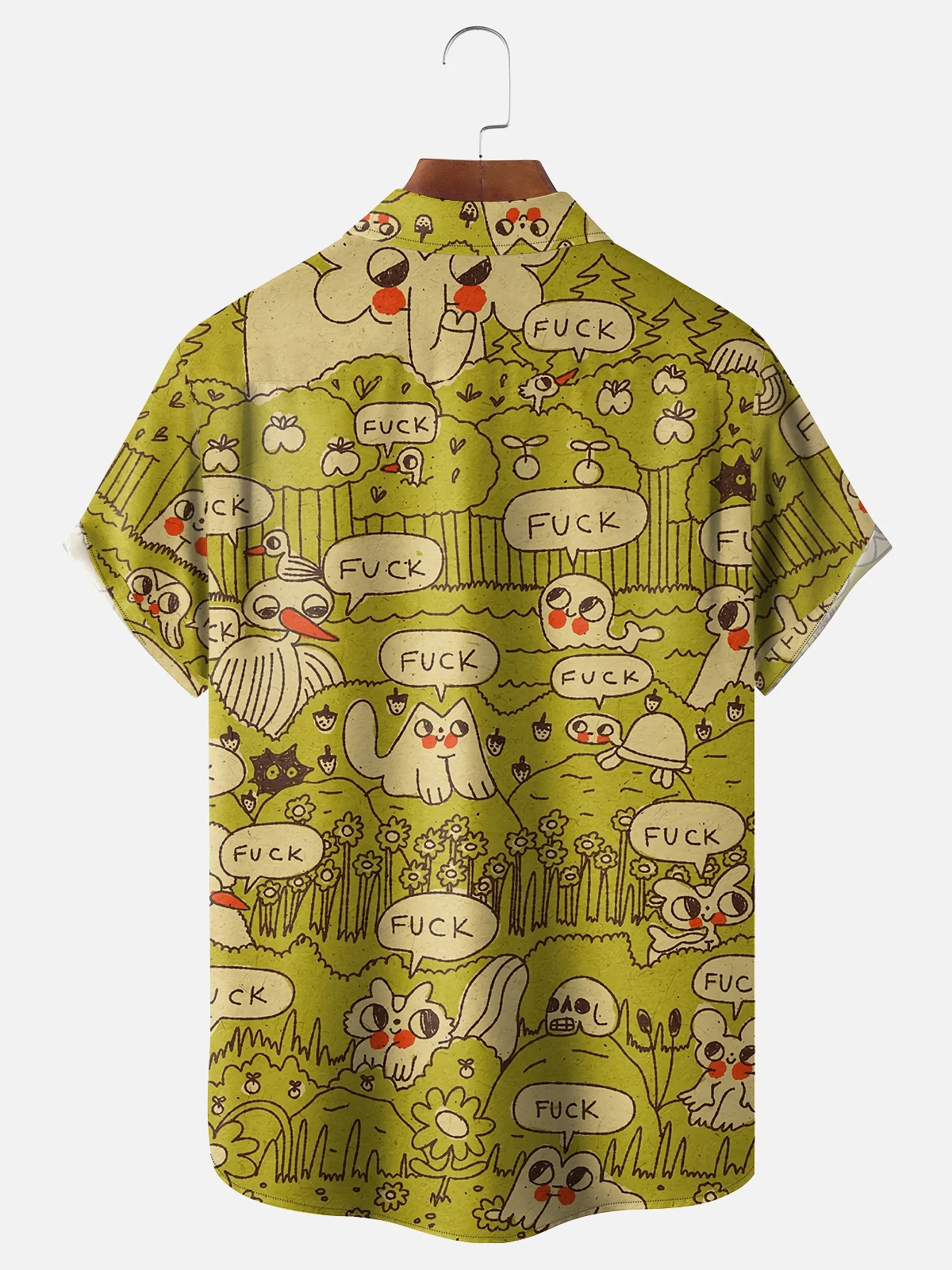 Moisture-wicking Creative Animal "Polite Words" Art Chest Pocket Casual Shirt