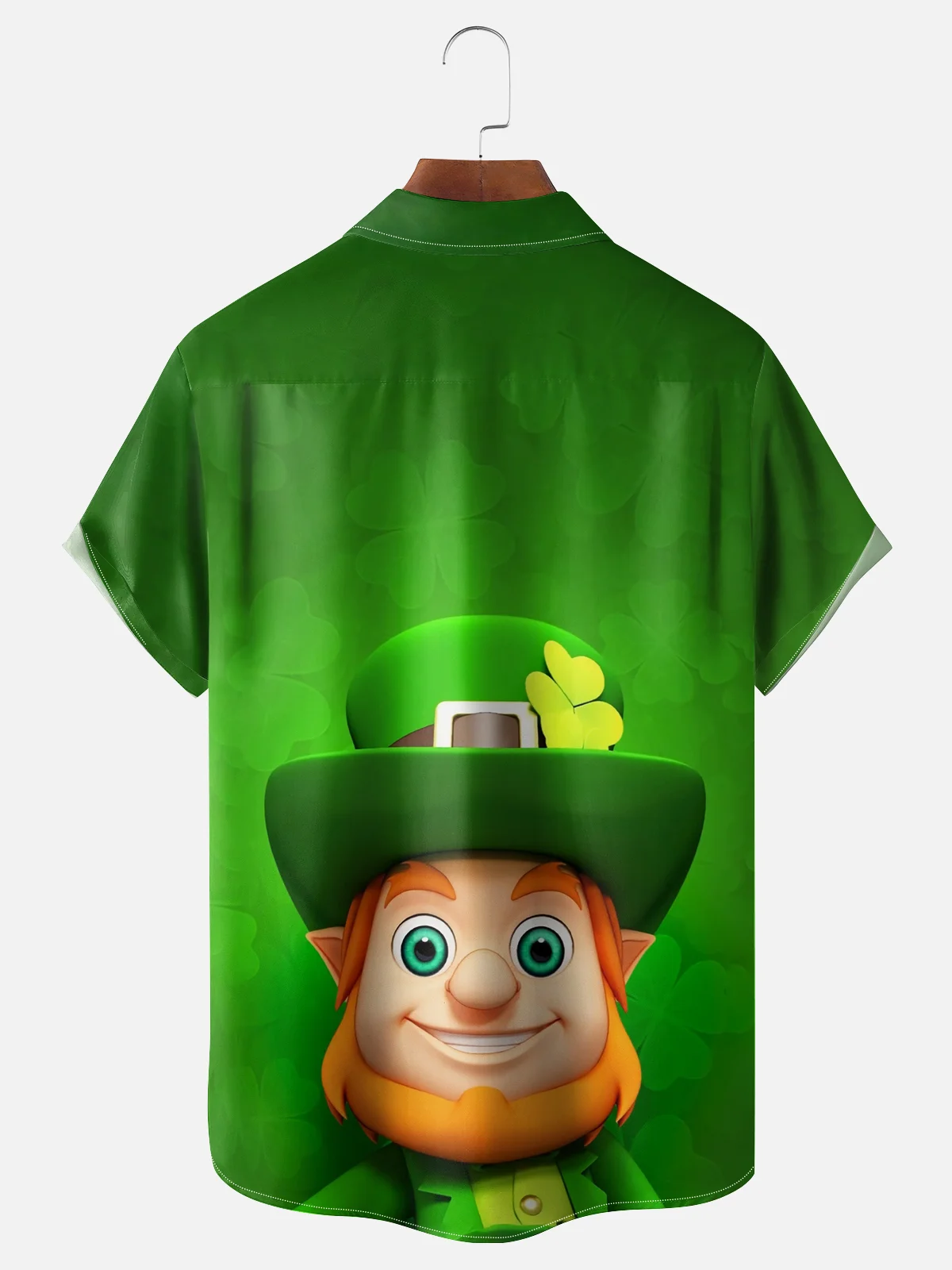 Moisture-wicking St Patrick‘s Day Leprechaun Chest Pocket Casual Shirt