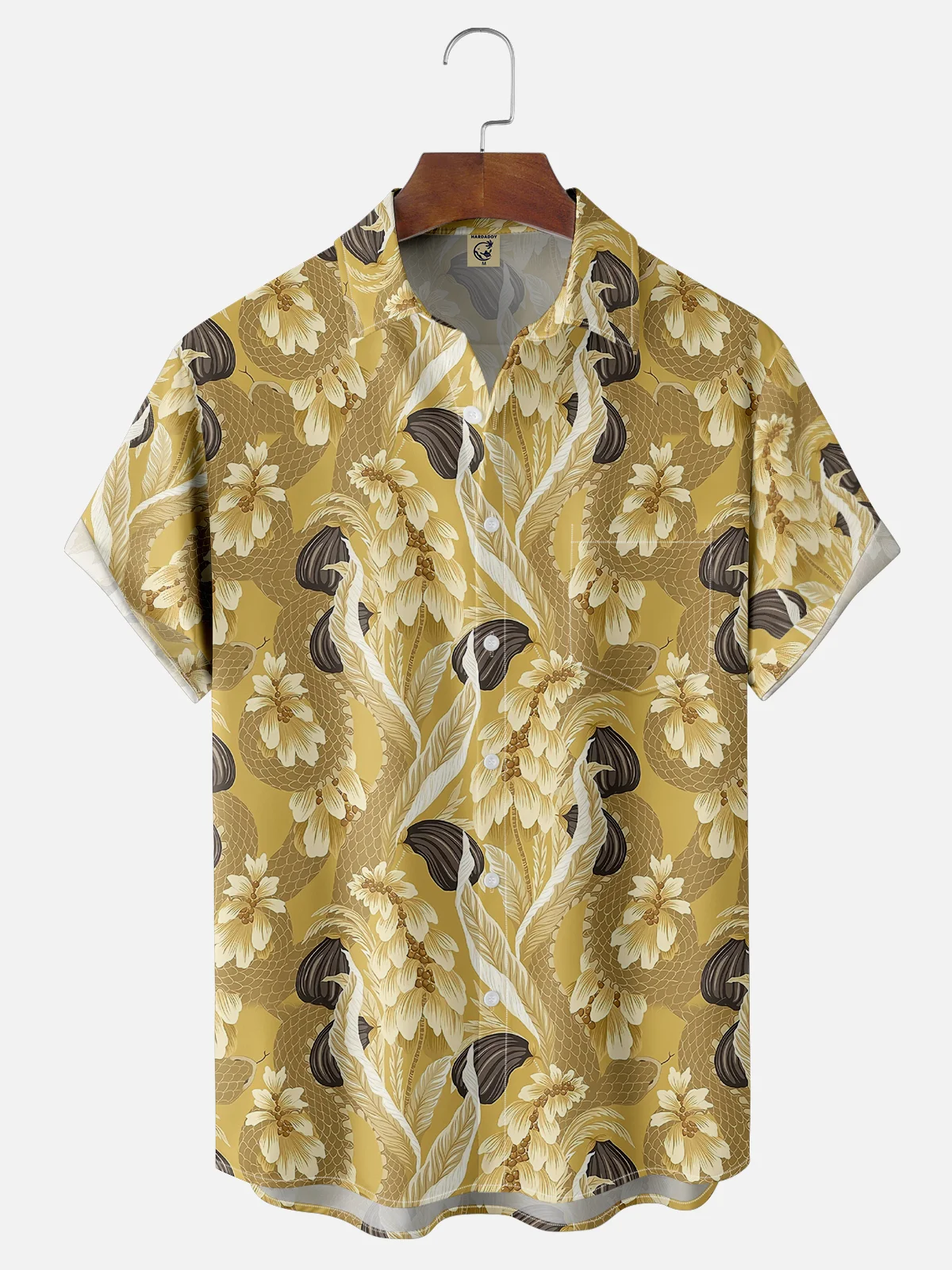 Moisture-wicking Lunar New Year Golden Snake Chest Pocket Casual Shirt