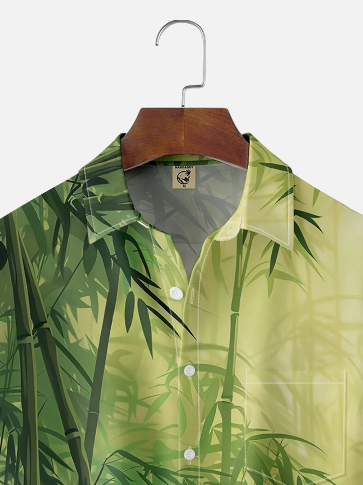 Moisture-wicking Bamboo Forest Leaves Chest Pocket Hawaiian Shirt