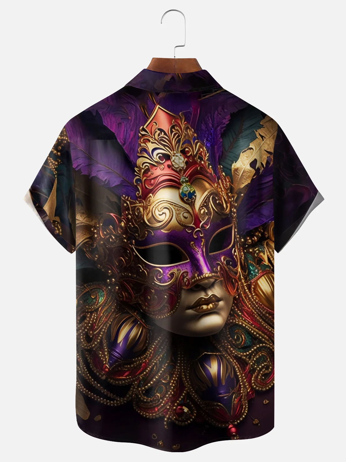 Moisture-wicking Mardi Gras Mask Chest Pocket Casual Shirt