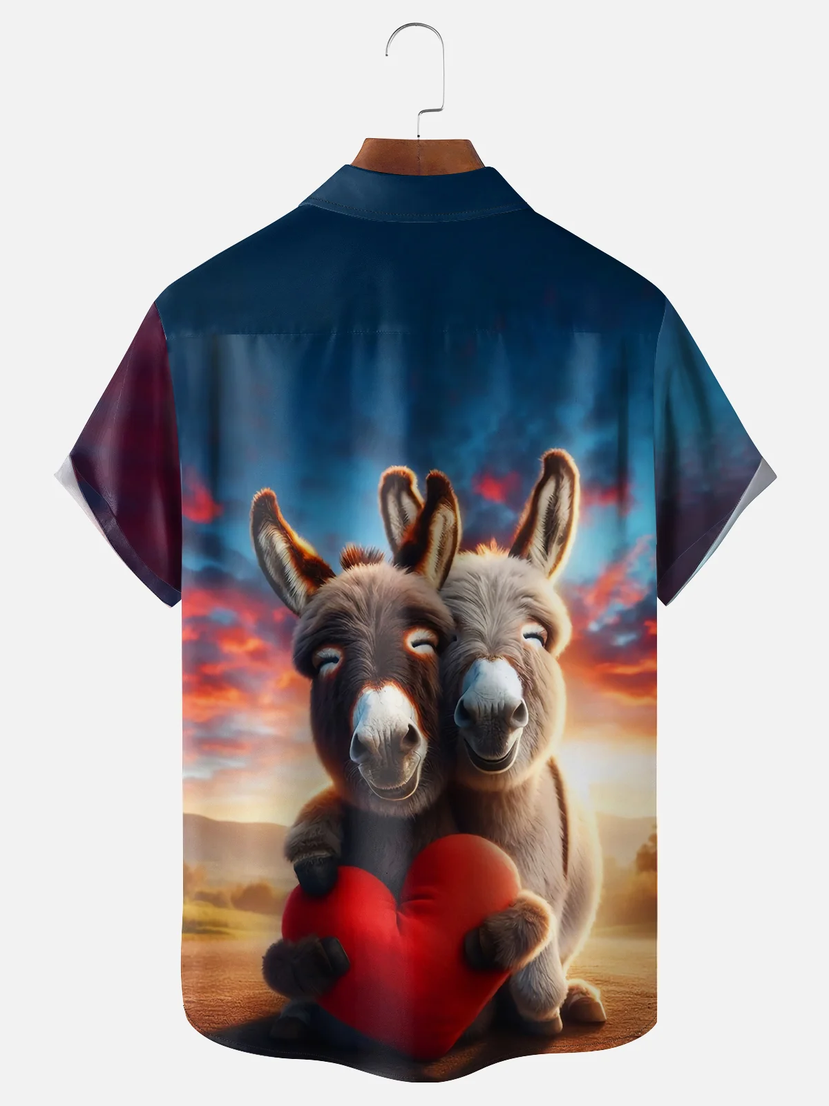 Moisture-wicking St Valentine‘s Day Donkey Heart Chest Pocket Casual Shirt