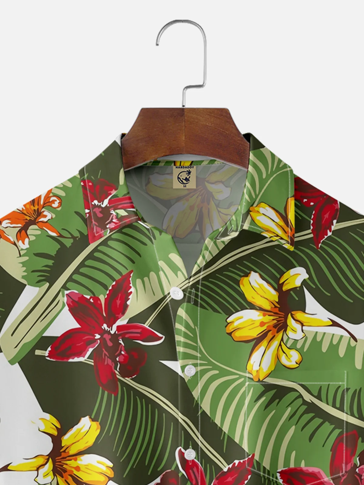 Moisture-wicking Palm Tree Floral Chest Pocket Hawaiian Shirt