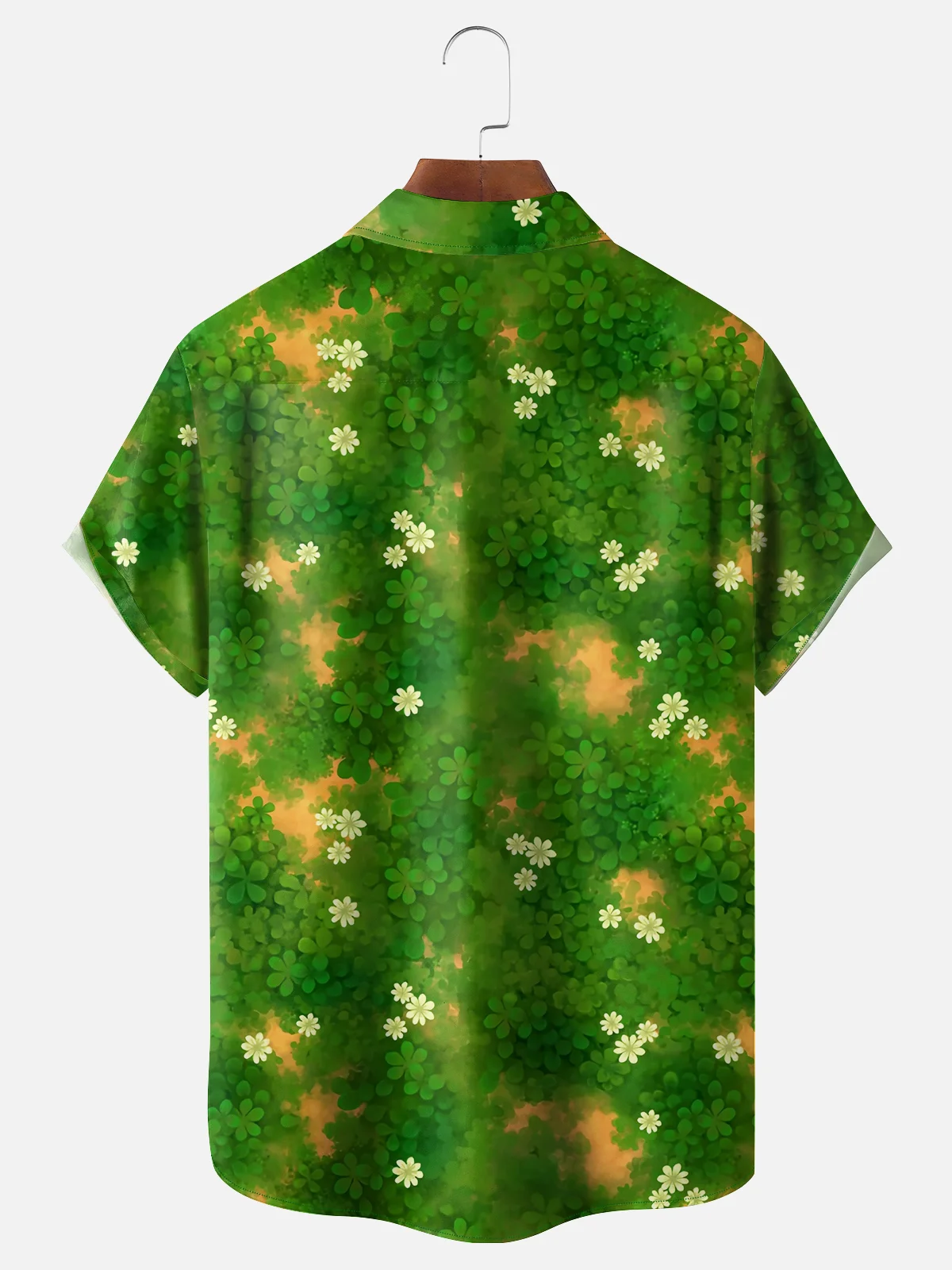 Moisture-wicking St. Patrick's Day Dinosaur Shamrock Chest Pocket Casual Shirt