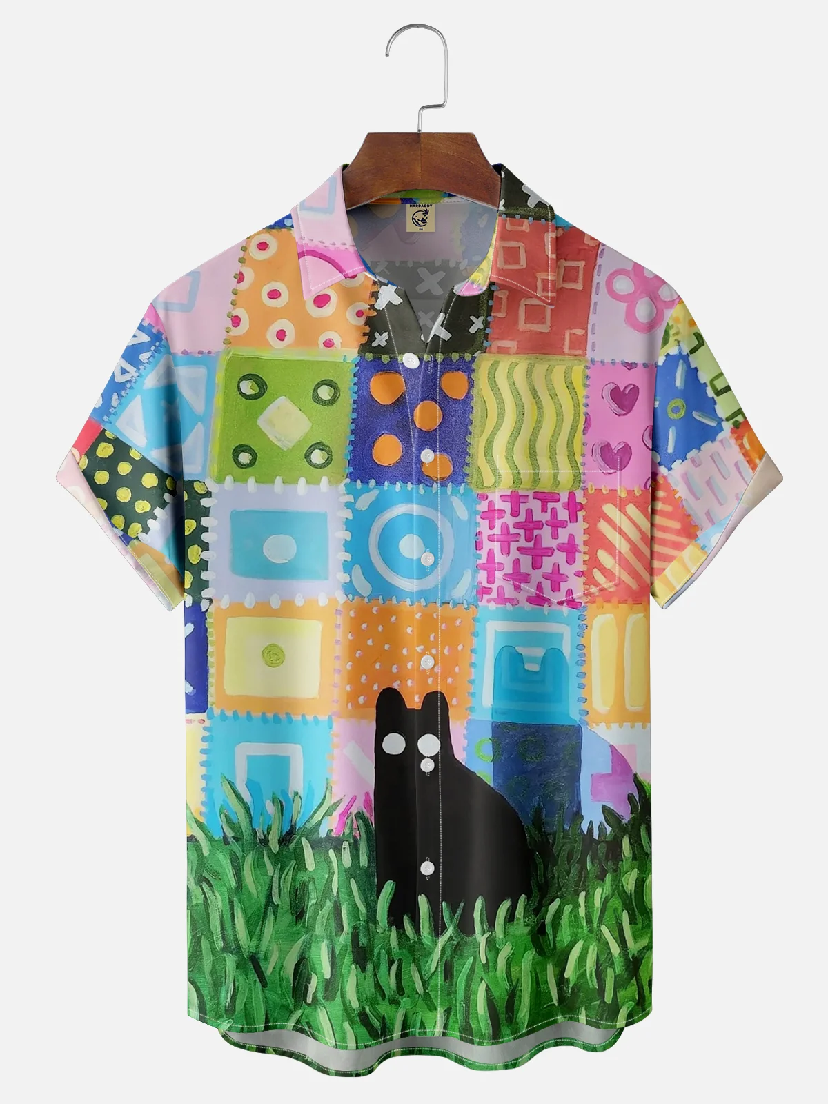 Moisture Wicking Art Cat Chest Pocket Casual Shirts