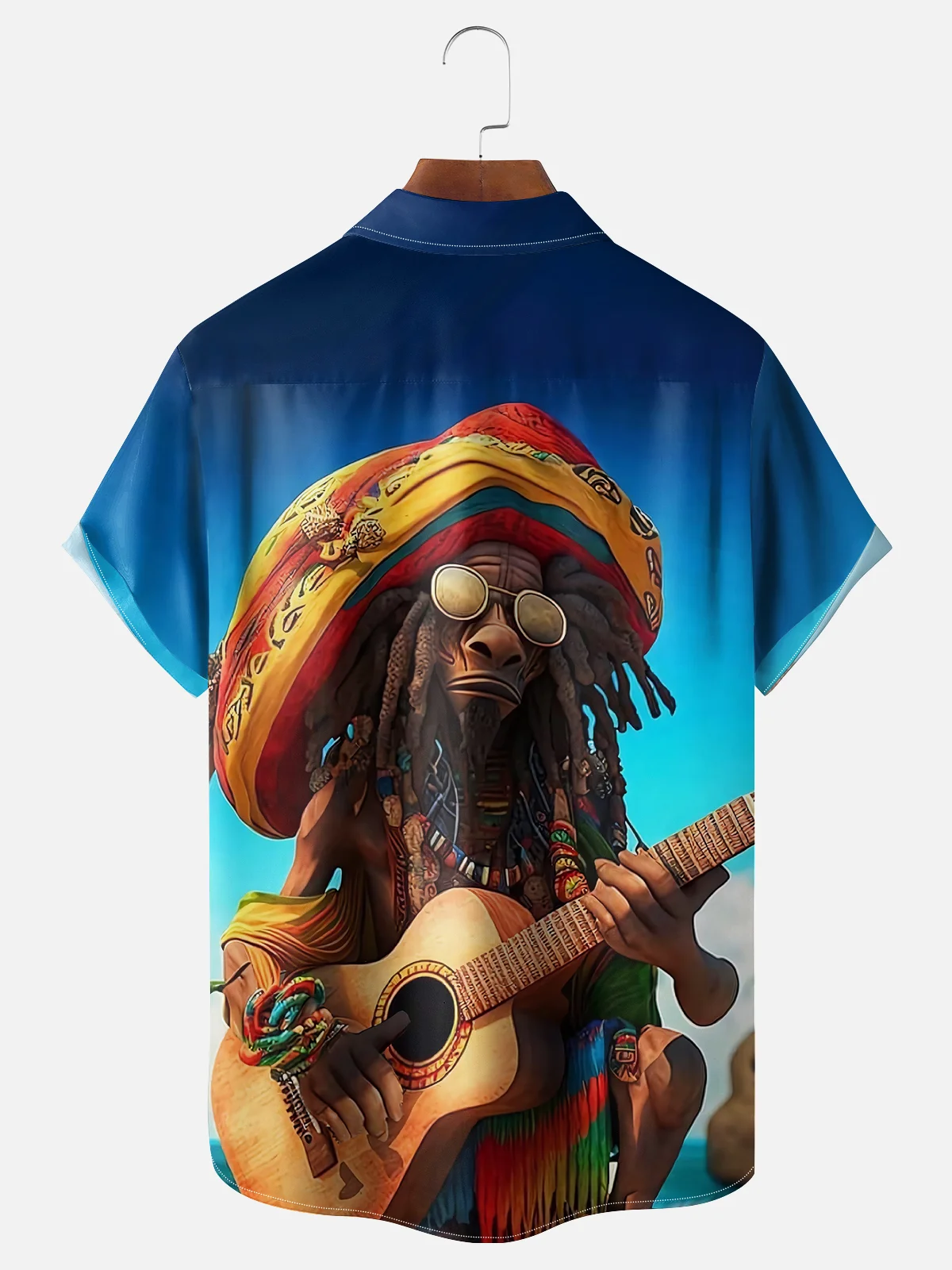 Moisture-wicking Reggae Art Music Illustration Chest Pocket Casual Shirt