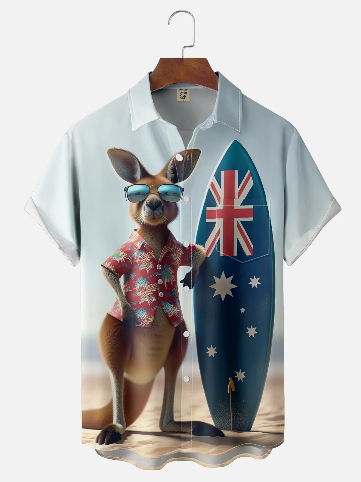 Moisture-wicking Australia Day Kangaroo Beach Blue Chest Pocket Casual Shirt