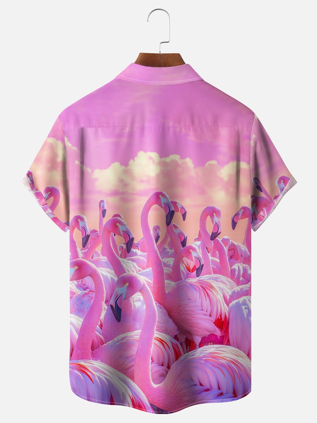 Moisture-wicking Flamingo Animal Chest Pocket Hawaiian Shirt