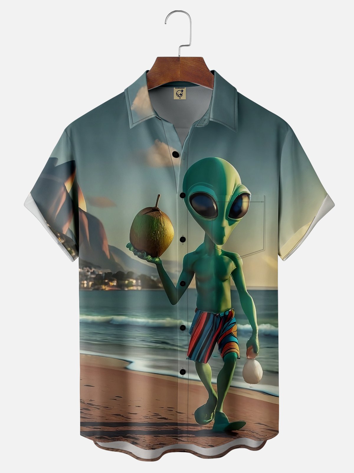 Moisture-wicking New Jersey UFO Alien Vacation Chest Pocket Casual Shirt