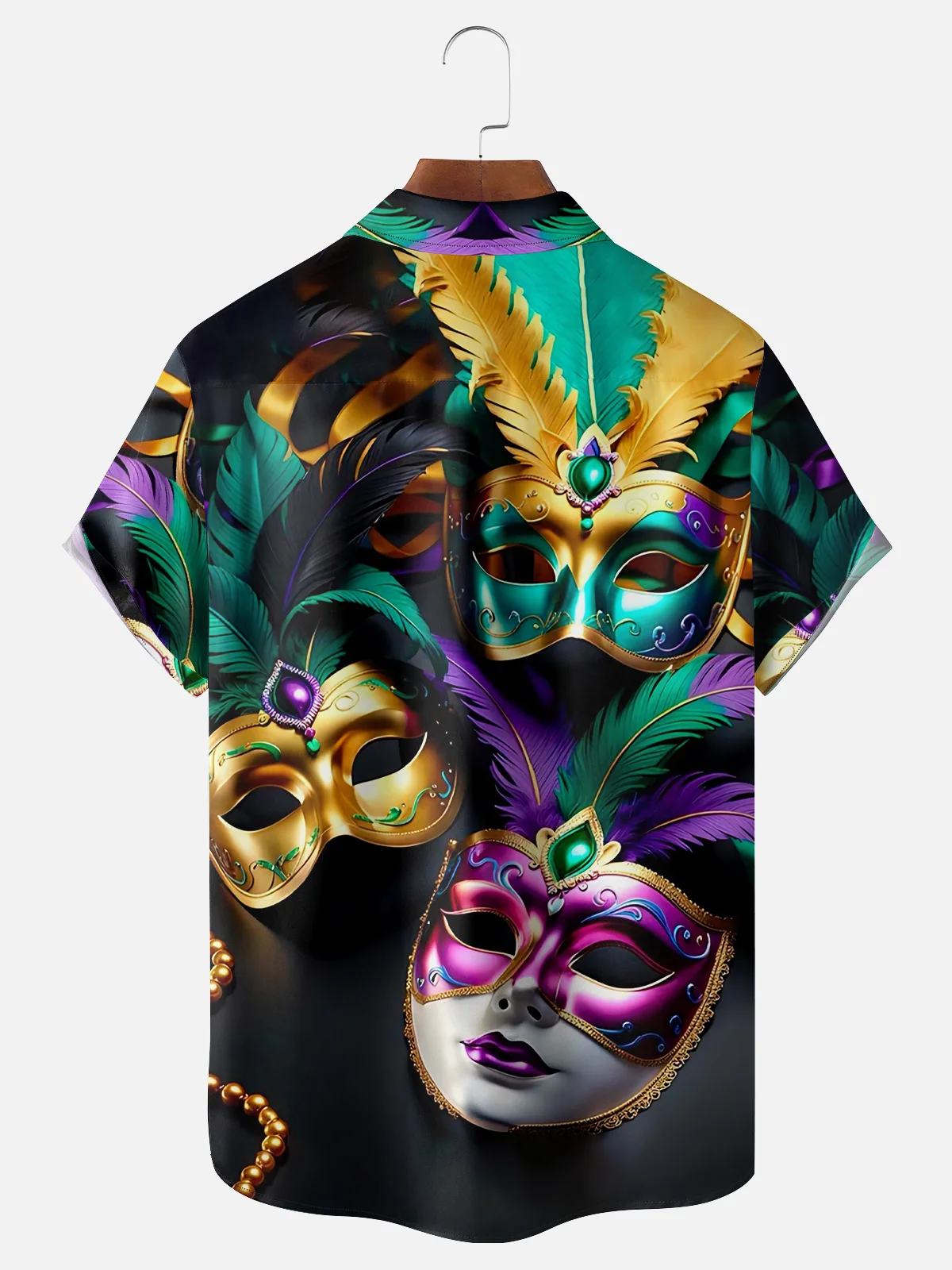 Moisture-wicking Mardi Gras Mask Chest Pocket Casual Shirt