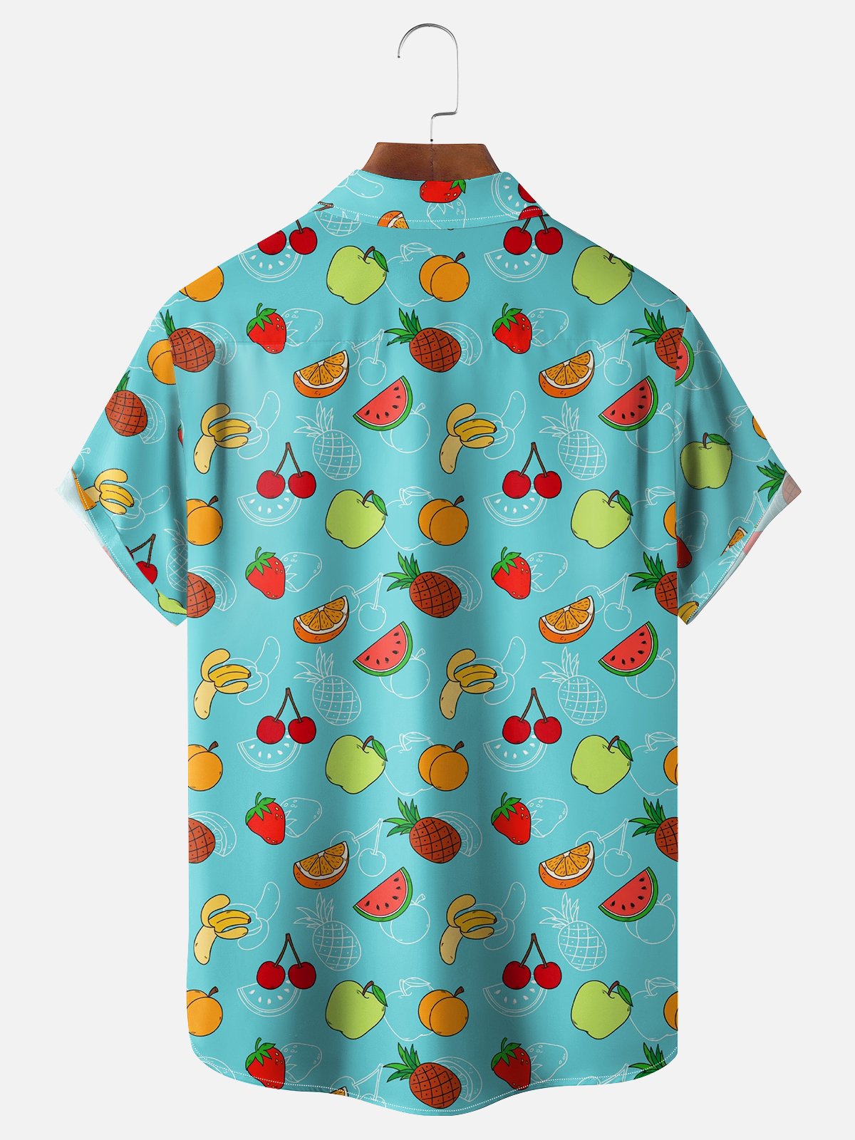 Moisture-wicking Fruits Chest Pocket Hawaiian Shirt