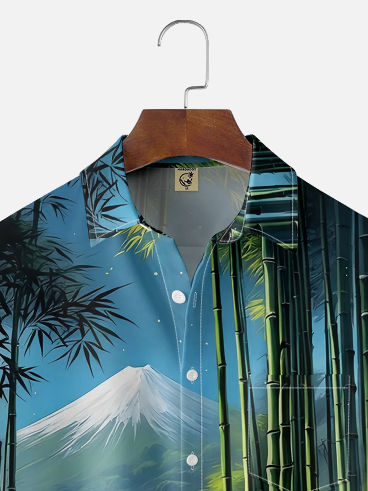 Moisture-wicking Snow Mountain Bamboo Forest Lake Chest Pocket Hawaiian Shirt