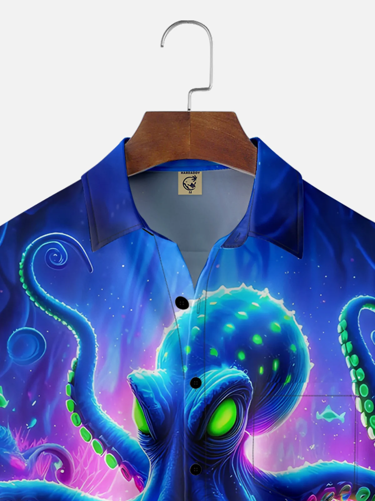 Moisture-wicking Marine Life Octopus Music Chest Pocket Hawaiian Shirt