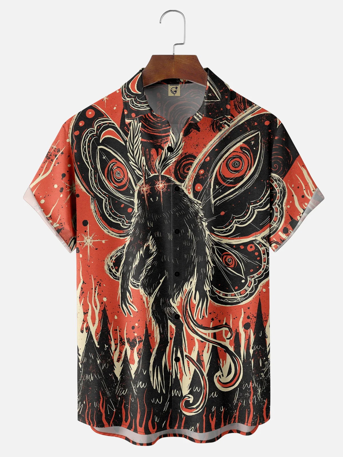 Moisture-wicking Mothman Abstract Painting Chest Pocket Casual Shirt