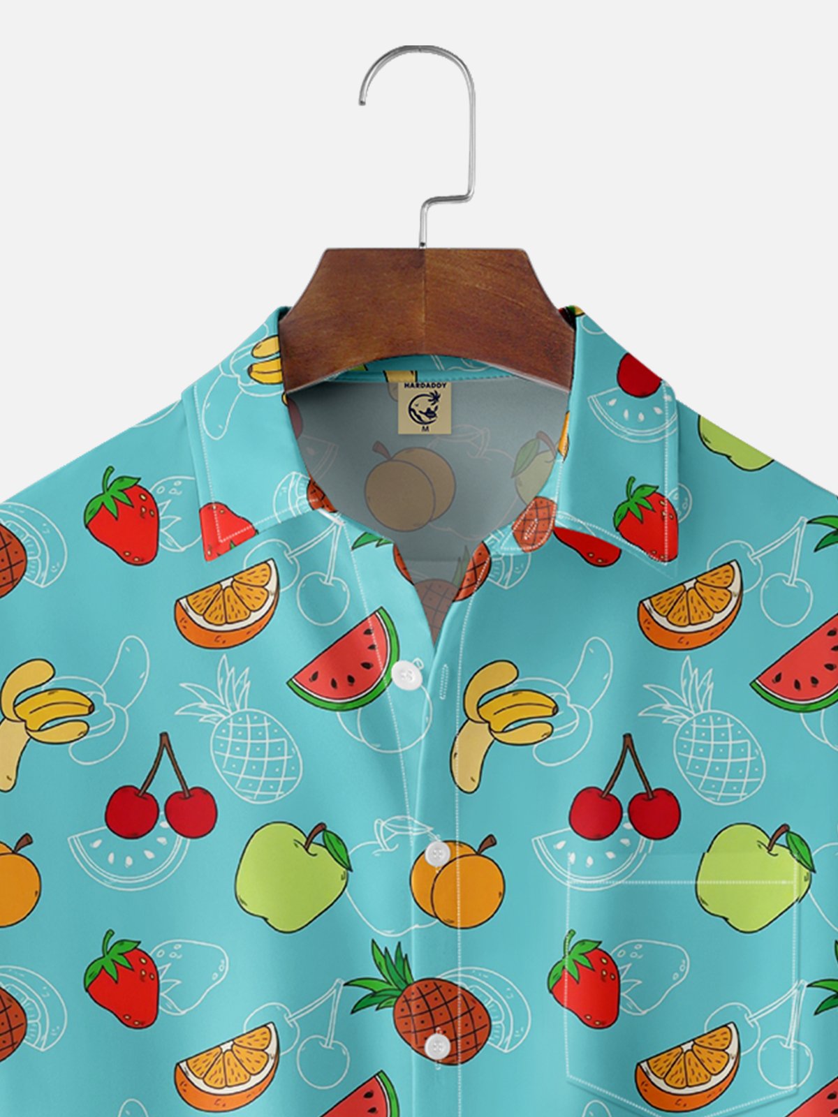 Moisture-wicking Fruits Chest Pocket Hawaiian Shirt