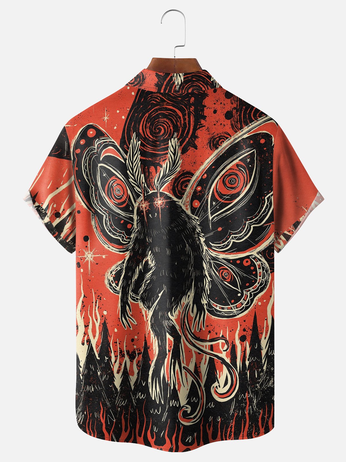 Moisture-wicking Mothman Abstract Painting Chest Pocket Casual Shirt