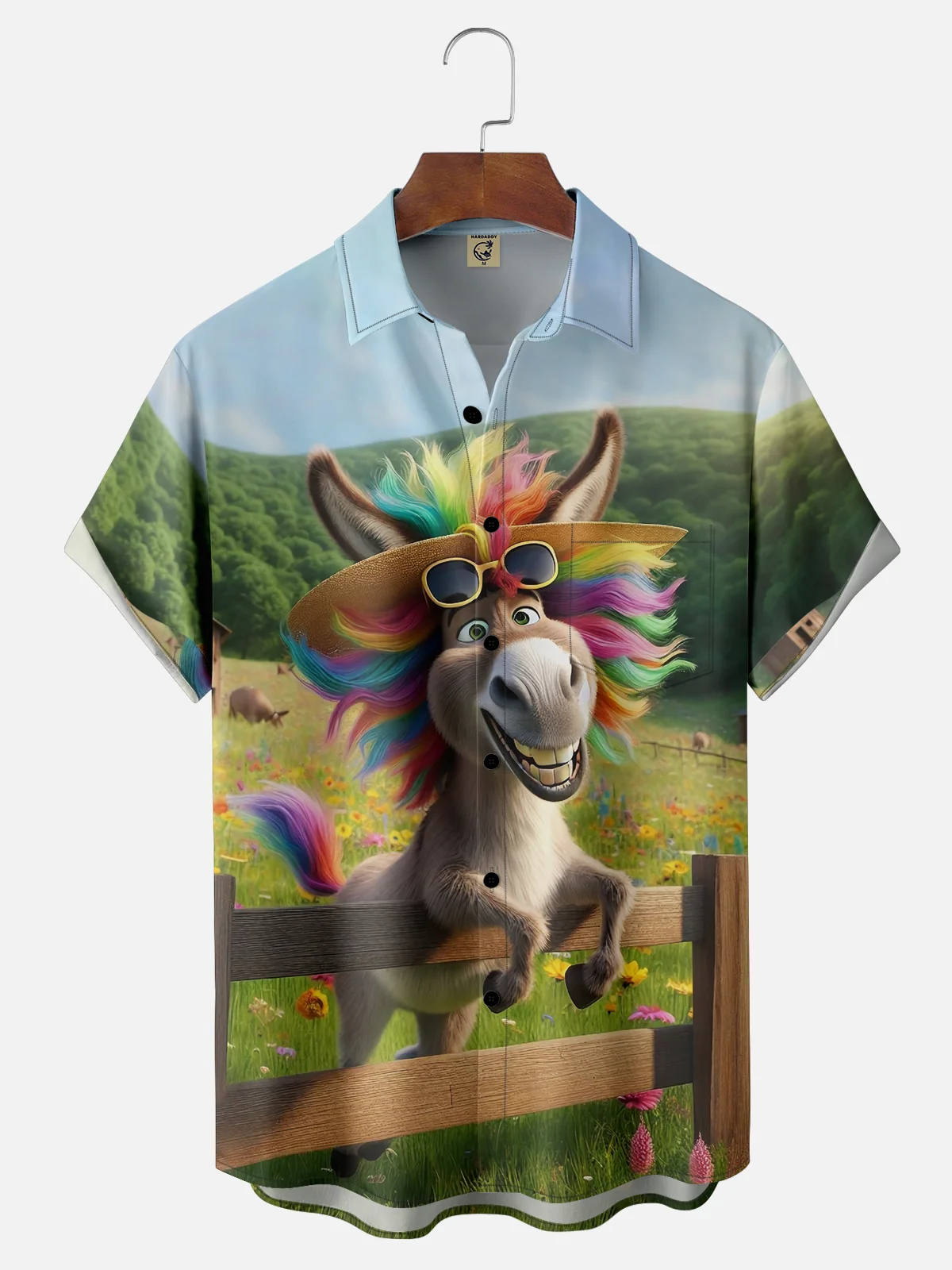 Moisture-wicking Donkey Animal Chest Pocket Casual Shirt