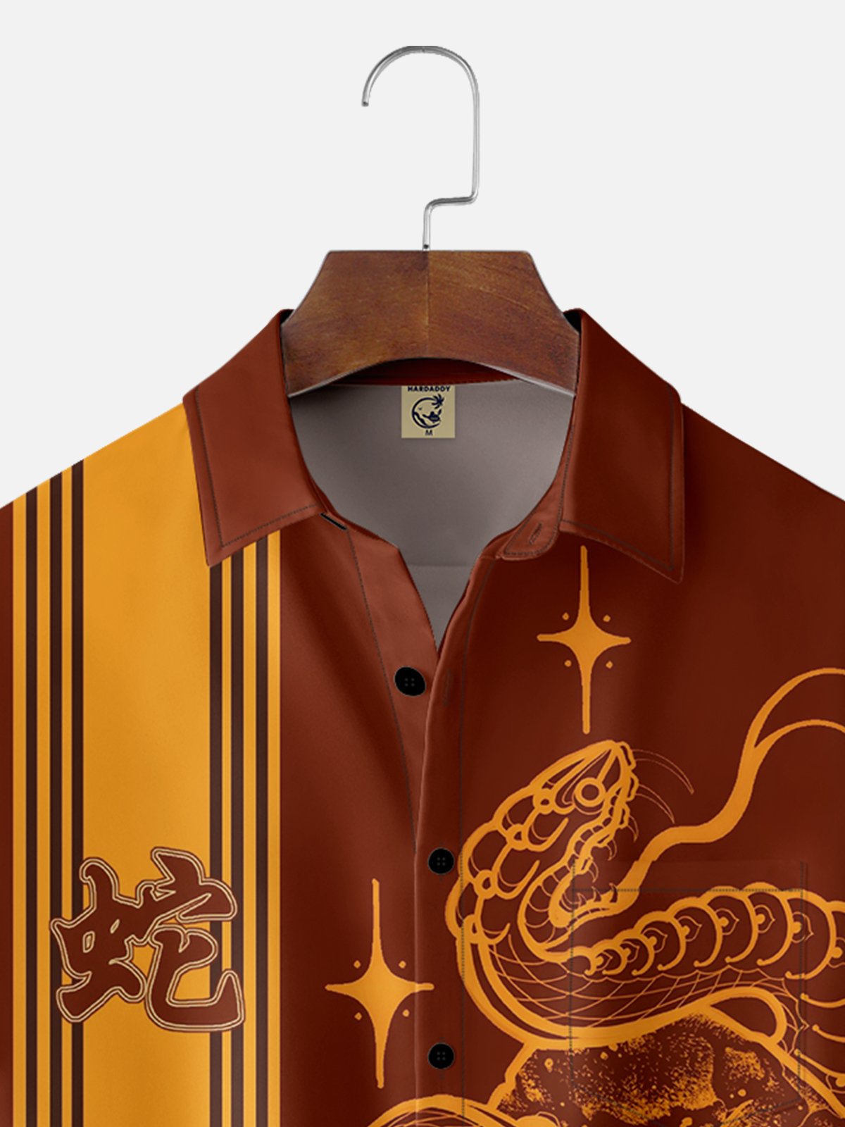 Moisture-wicking Lunar New Year Happy Snake Red Chest Pocket Bowling Shirt