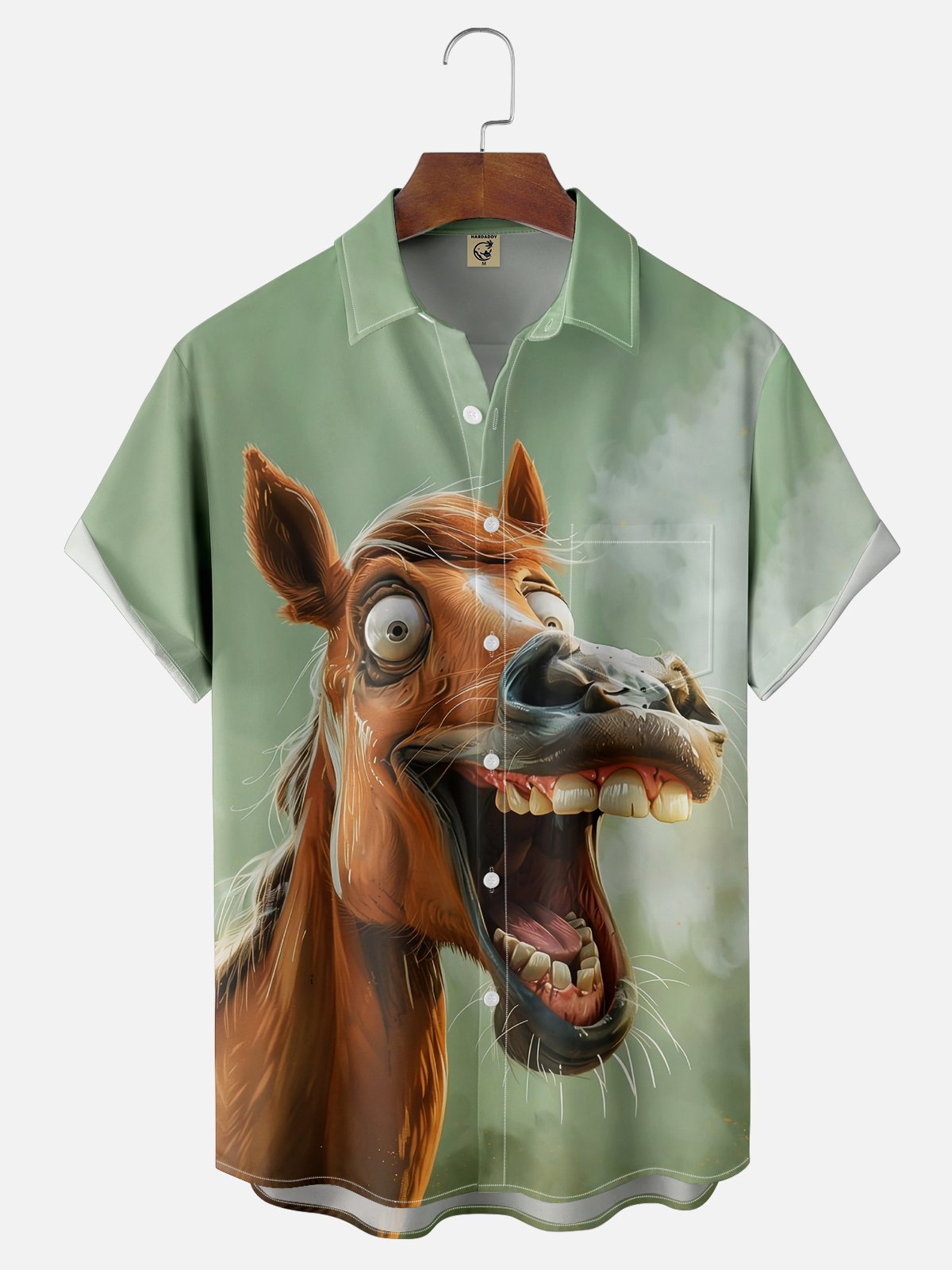 Moisture-wicking Horse Chest Pocket Hawaiian Shirt