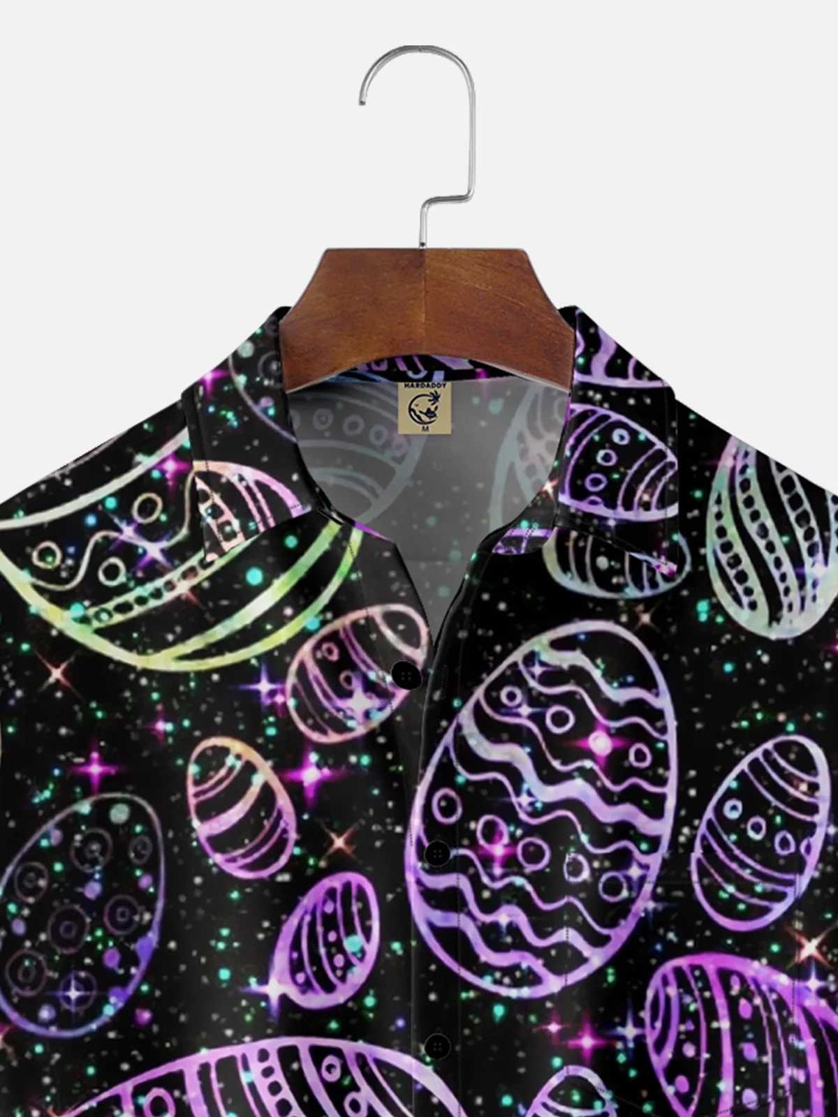 Moisture-wicking Easter Egg Art Black Chest Pocket Casual Shirt