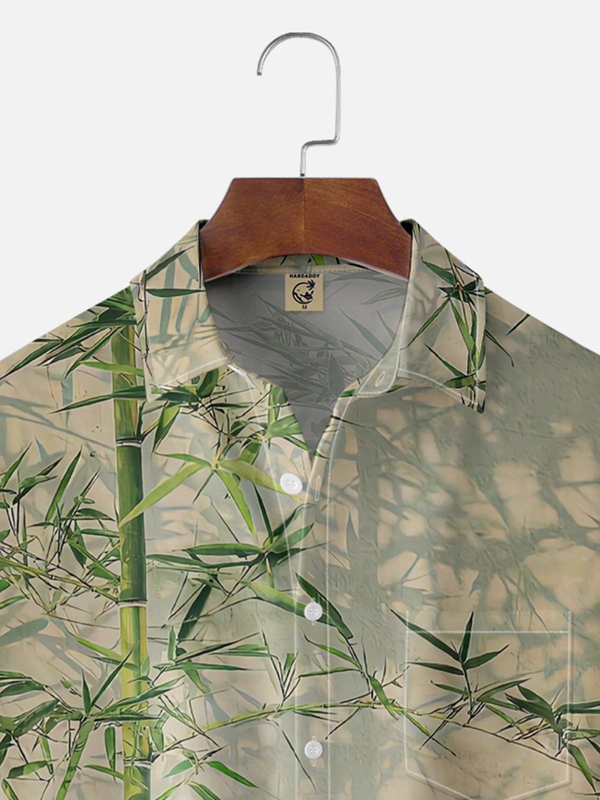 Moisture-wicking Bamboo Forest Leaves Chest Pocket Hawaiian Shirt