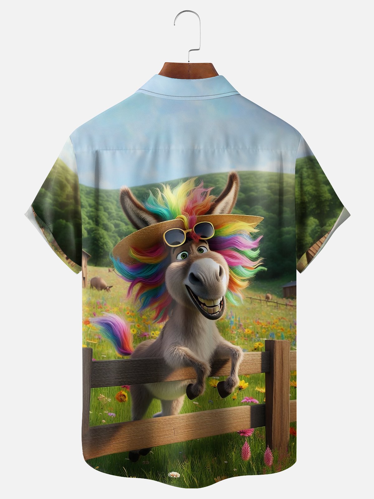 Moisture-wicking Donkey Animal Chest Pocket Casual Shirt