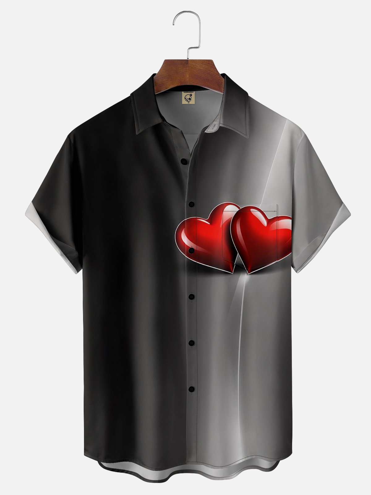 Moisture-wicking Valentine's Day Heart Art Chest Pocket Casual Shirt