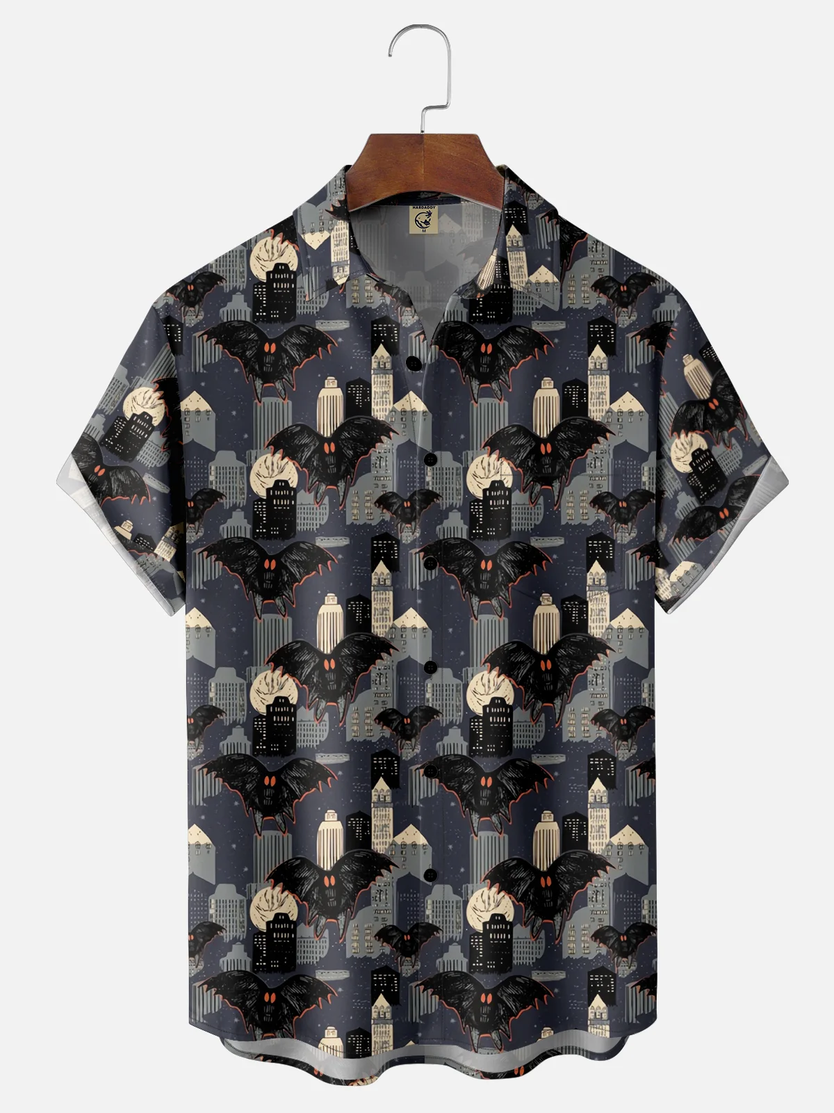 Moisture-wicking Mothman City Cartoon Chest Pocket Casual Shirt