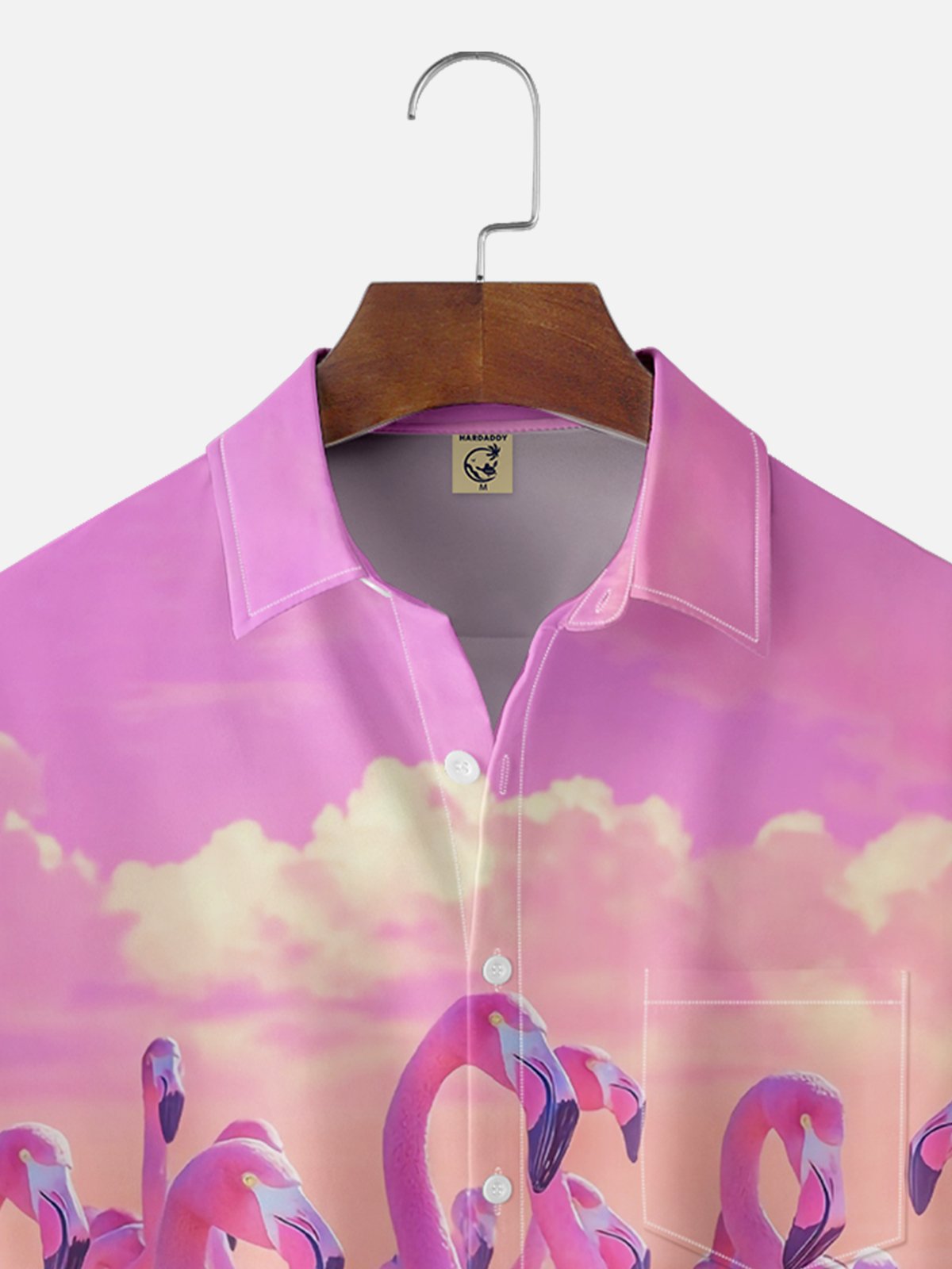 Moisture-wicking Flamingo Animal Chest Pocket Hawaiian Shirt