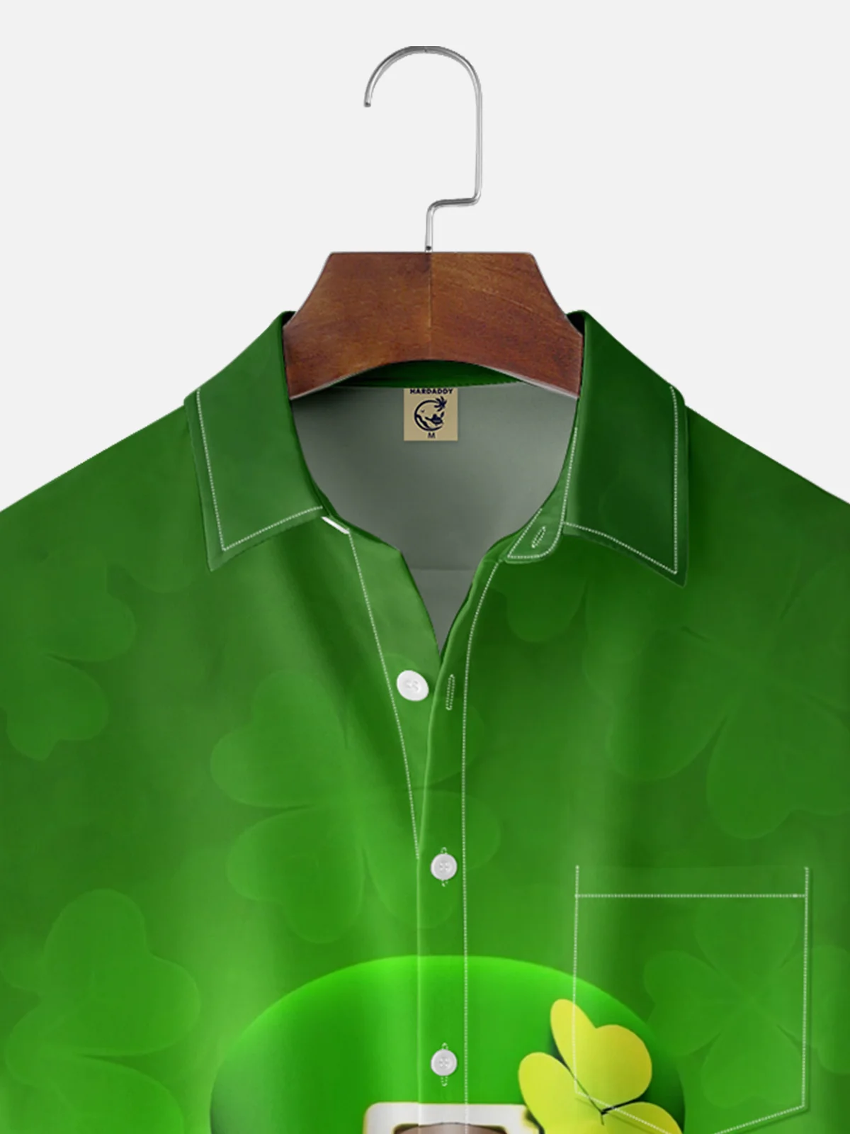 Moisture-wicking St Patrick‘s Day Leprechaun Chest Pocket Casual Shirt