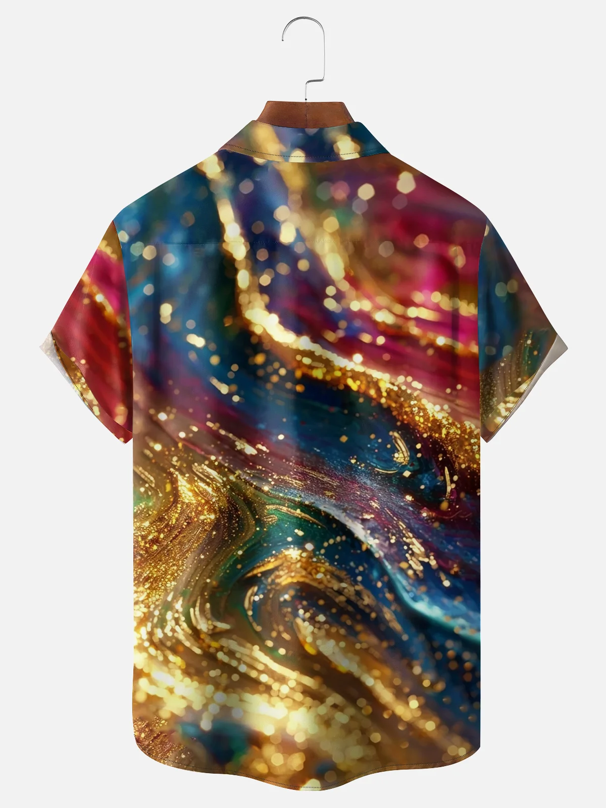 Moisture-wicking Metal Abstract Art Texture Chest Pocket Casual Shirt