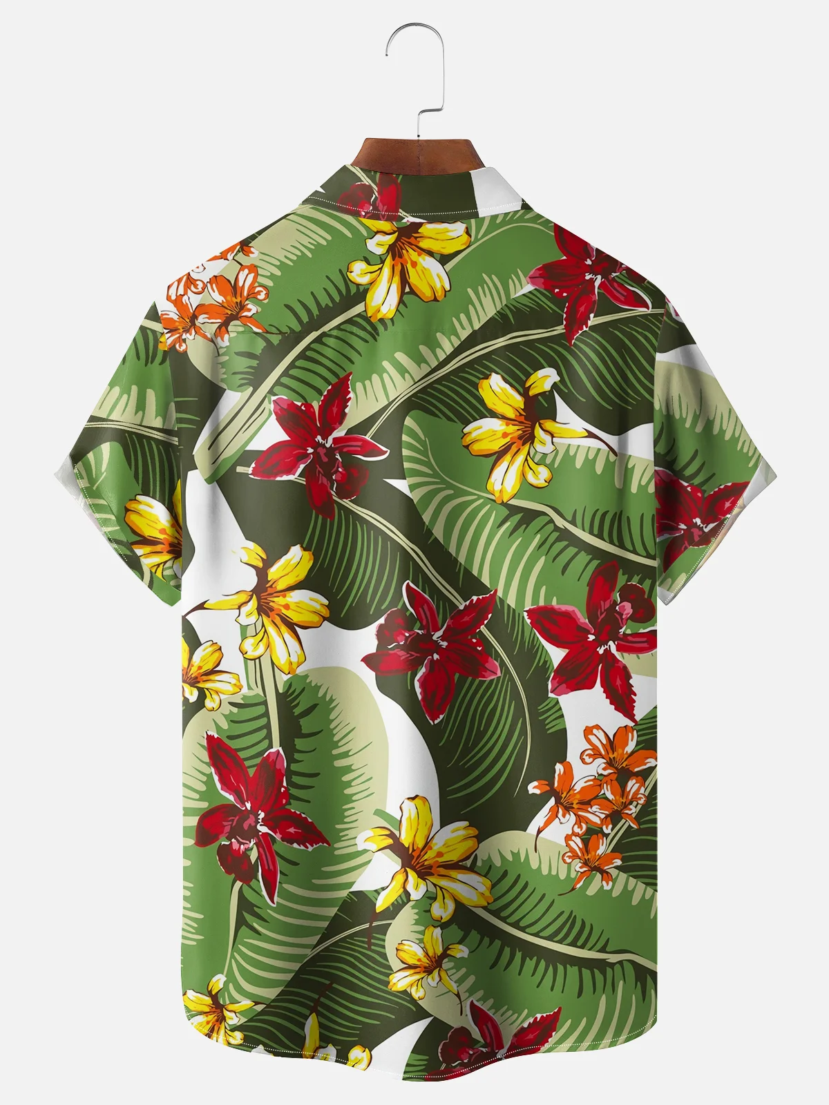 Moisture-wicking Palm Tree Floral Chest Pocket Hawaiian Shirt