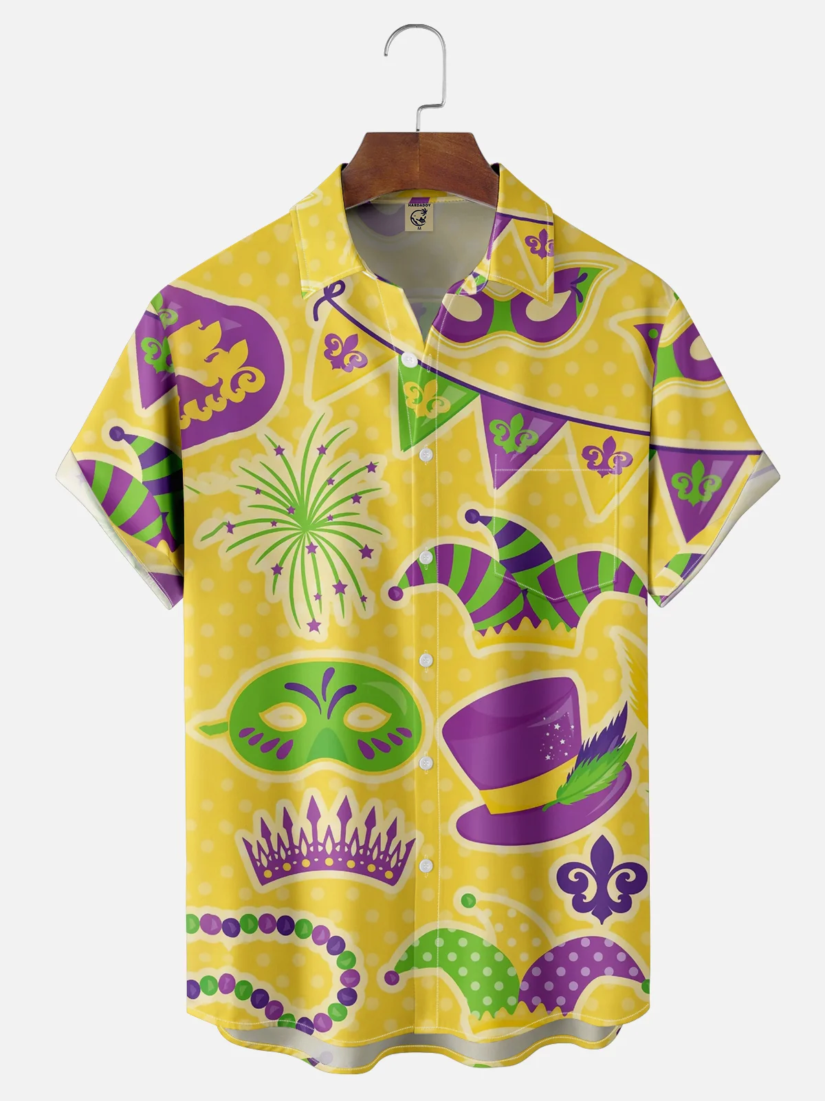 Moisture-wicking Mardi Gras Mask Chest Pocket Casual Shirt