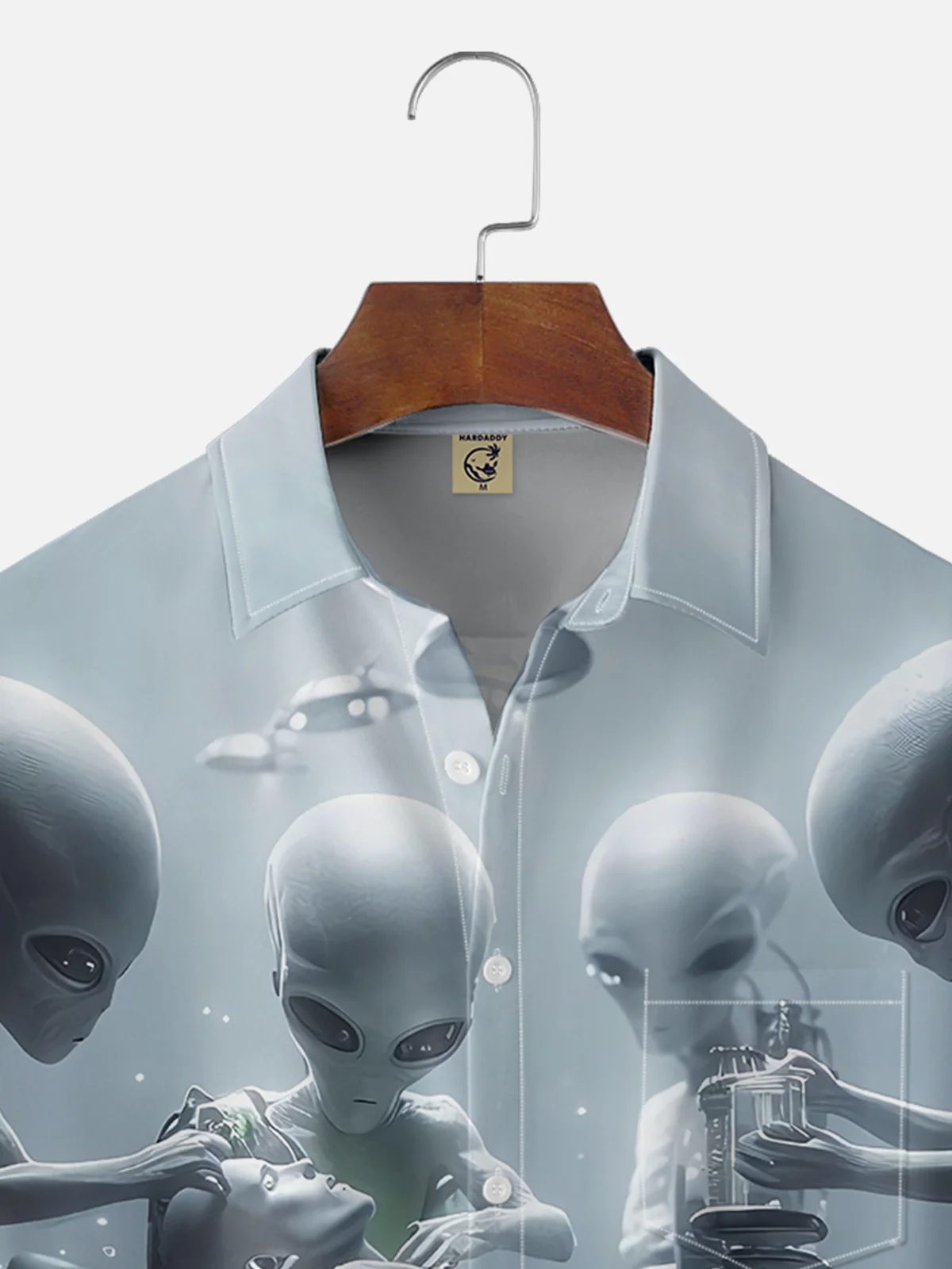 Moisture-wicking Alien Mysterious Surgery Chest Pocket Casual Shirt