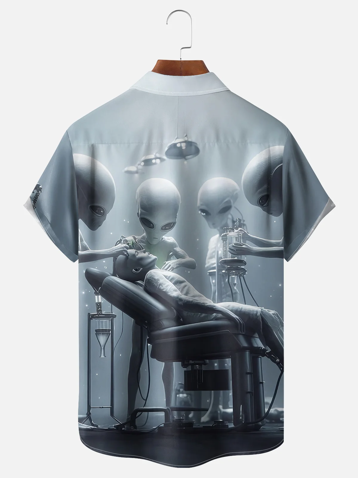 Moisture-wicking Alien Mysterious Surgery Chest Pocket Casual Shirt