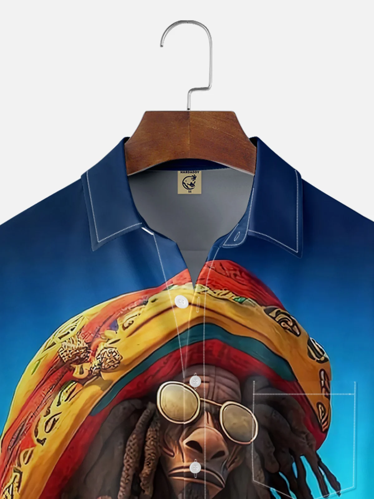 Moisture-wicking Reggae Art Music Illustration Chest Pocket Casual Shirt