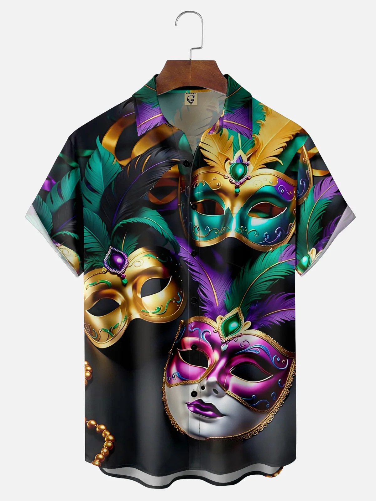 Moisture-wicking Mardi Gras Mask Chest Pocket Casual Shirt