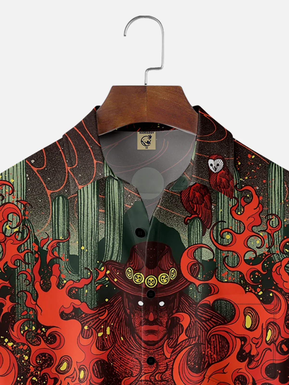 Moisture-wicking Art Illustration Skull Flame Man Chest Pocket Casual Shirt