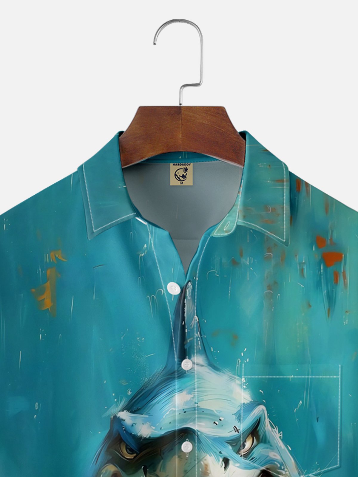 Moisture-wicking Marine Shark Chest Pocket Hawaiian Shirt