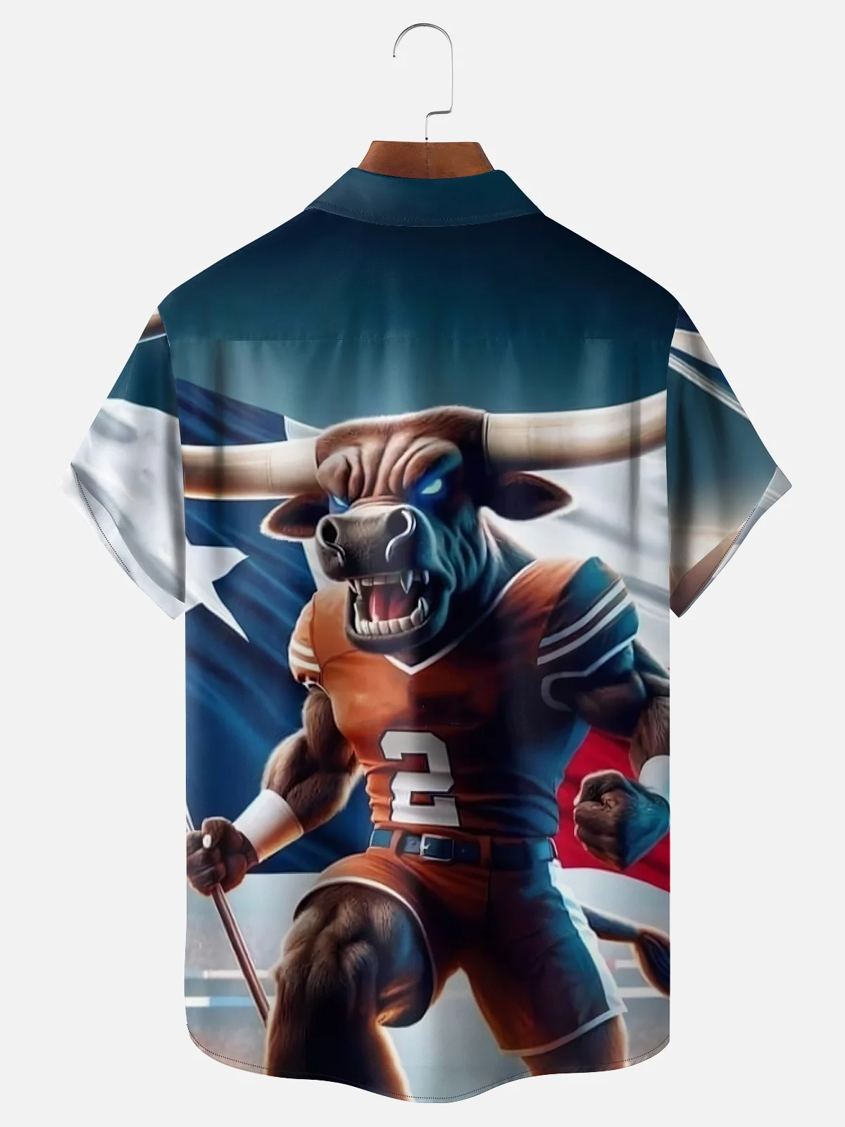 Moisture-wicking Texas American Football Bull Chest Pocket Casual Shirt